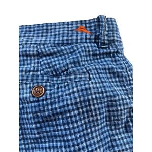 Tommy Bahama Shorts Mens 38 Blue Check Linen Silk Blend Casual Summer Pockets